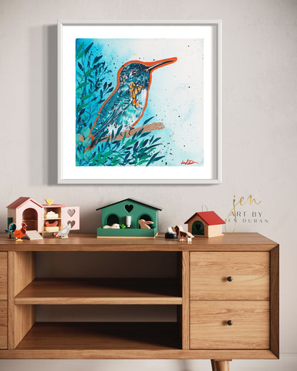 Watercolor Hummingbird Canvas Wall Art Print