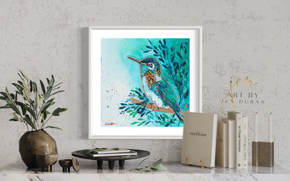 Watercolor Hummingbird Canvas Wall Art Print