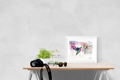 Watercolor Hummingbird Canvas Wall Art Print