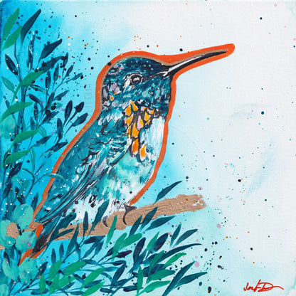 Watercolor Hummingbird Canvas Wall Art Print