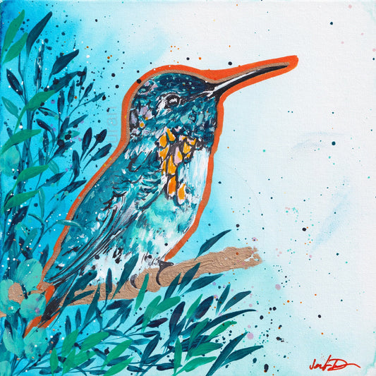 Watercolor Hummingbird Canvas Wall Art Print
