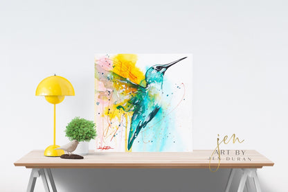 modern canvas wall art, modern art, hummingbird art, watercolor bird art, hummingbird art print, canvas wall art, wall art, home decor, modern art print, art for walls, unique home decor, best gift, bird art print, art by jen duran