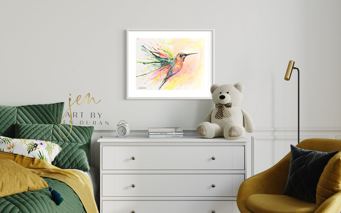 Rainbow Hummingbird Fine Art Paper Print | Wall Art | Home Decor