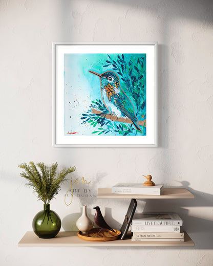 Watercolor Hummingbird Canvas Wall Art Print