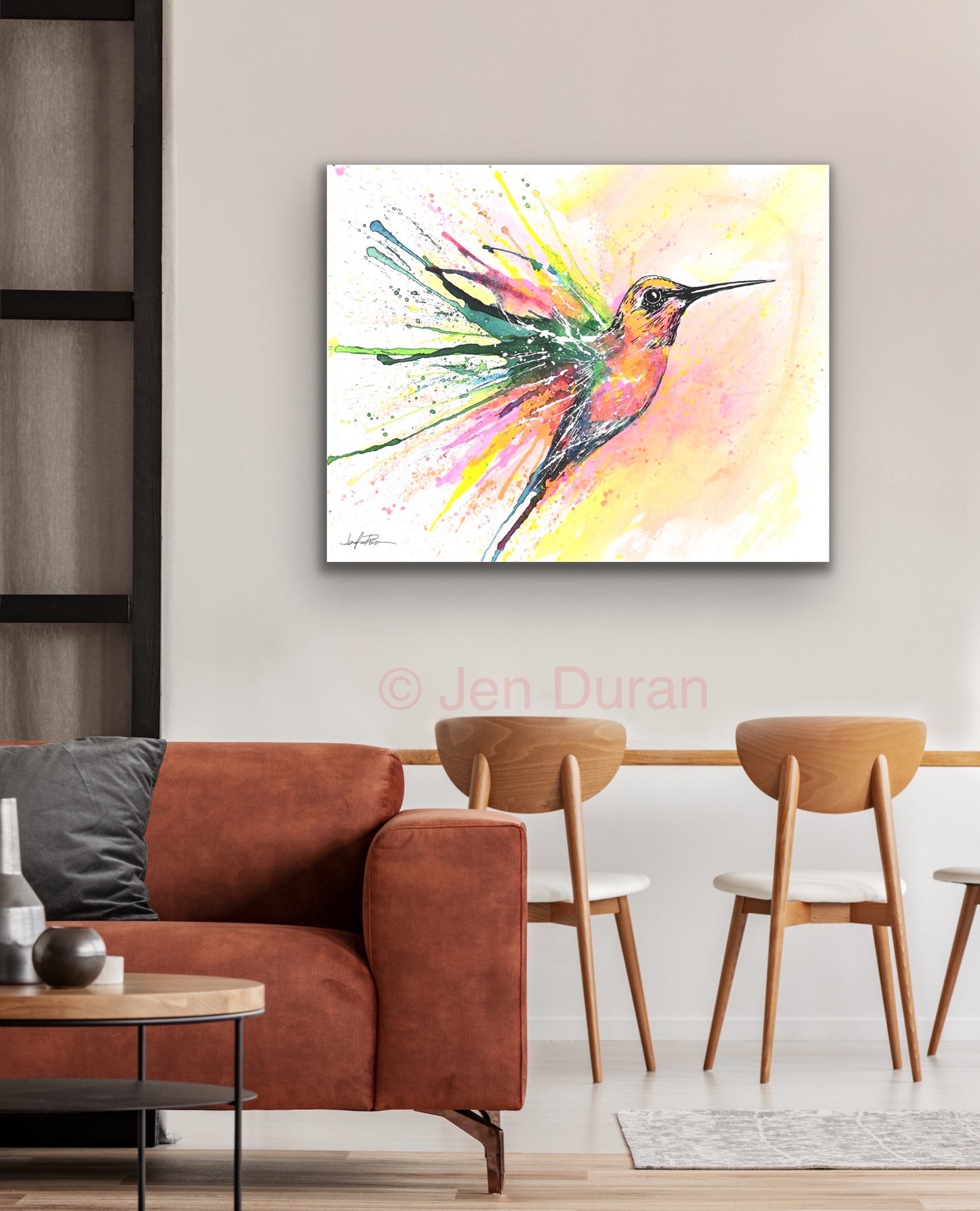 "Rainbow Splash Hummingbird" Giclée Canvas Print