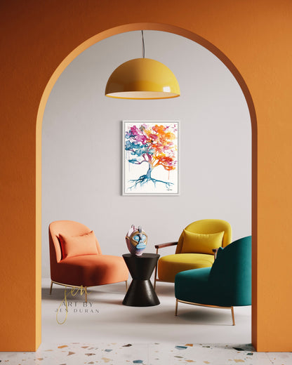 Rainbow Tree Fine Art Paper Print | Wall Art Home Decor