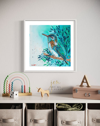 Watercolor Hummingbird Canvas Wall Art Print