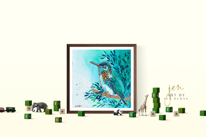 Watercolor Hummingbird Canvas Wall Art Print