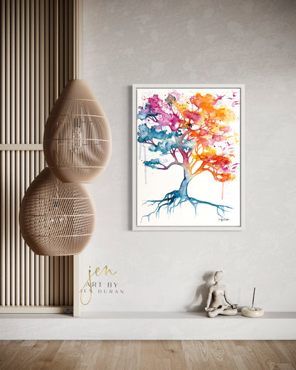 Rainbow Tree Fine Art Paper Print | Wall Art Home Decor