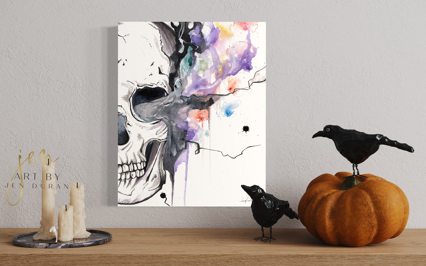 "Smoking Skull" Fine Art Paper Print