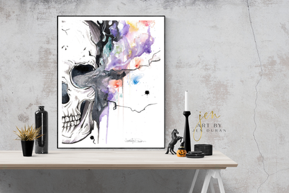 "Smoking Skull" Fine Art Paper Print
